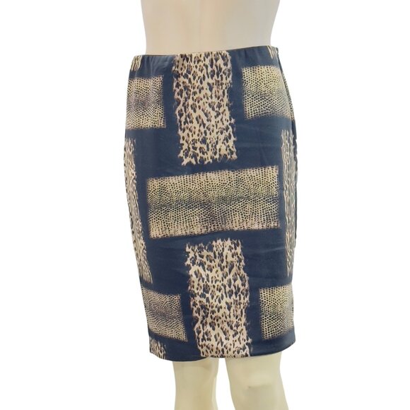 CARMEN MARC VALVO Women's Leopard Print Pencil Skirt Polyester Stretch Size S - Picture 12 of 12